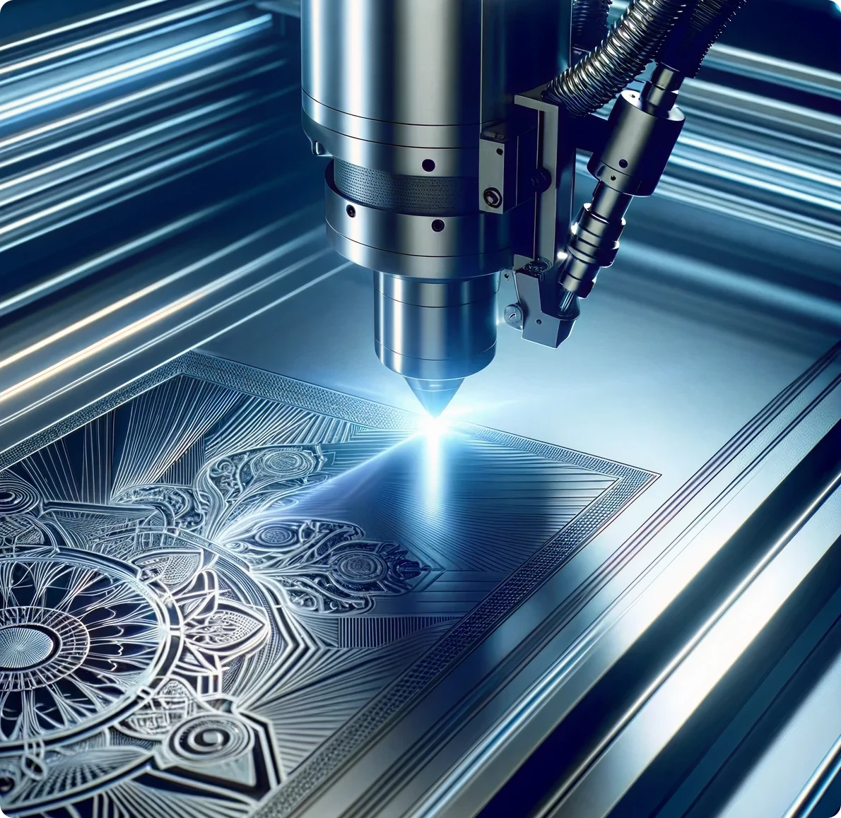 Precision laser cutting machine in action